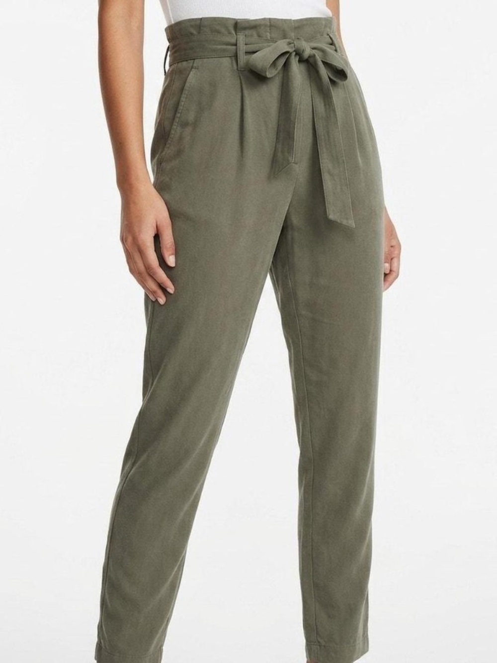Express paper bag style ankle pant